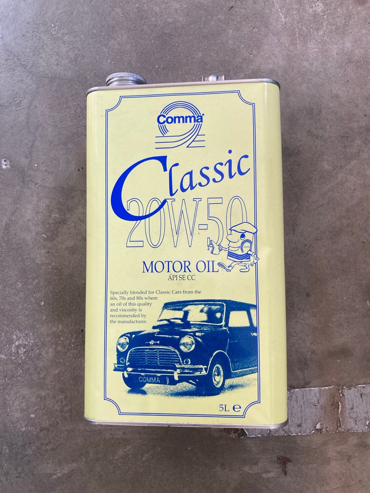 Comma Classic 20W-50 Motorolie 5L leeg blik met vintage mini, Ophalen of Verzenden, Gebruikt, Mini