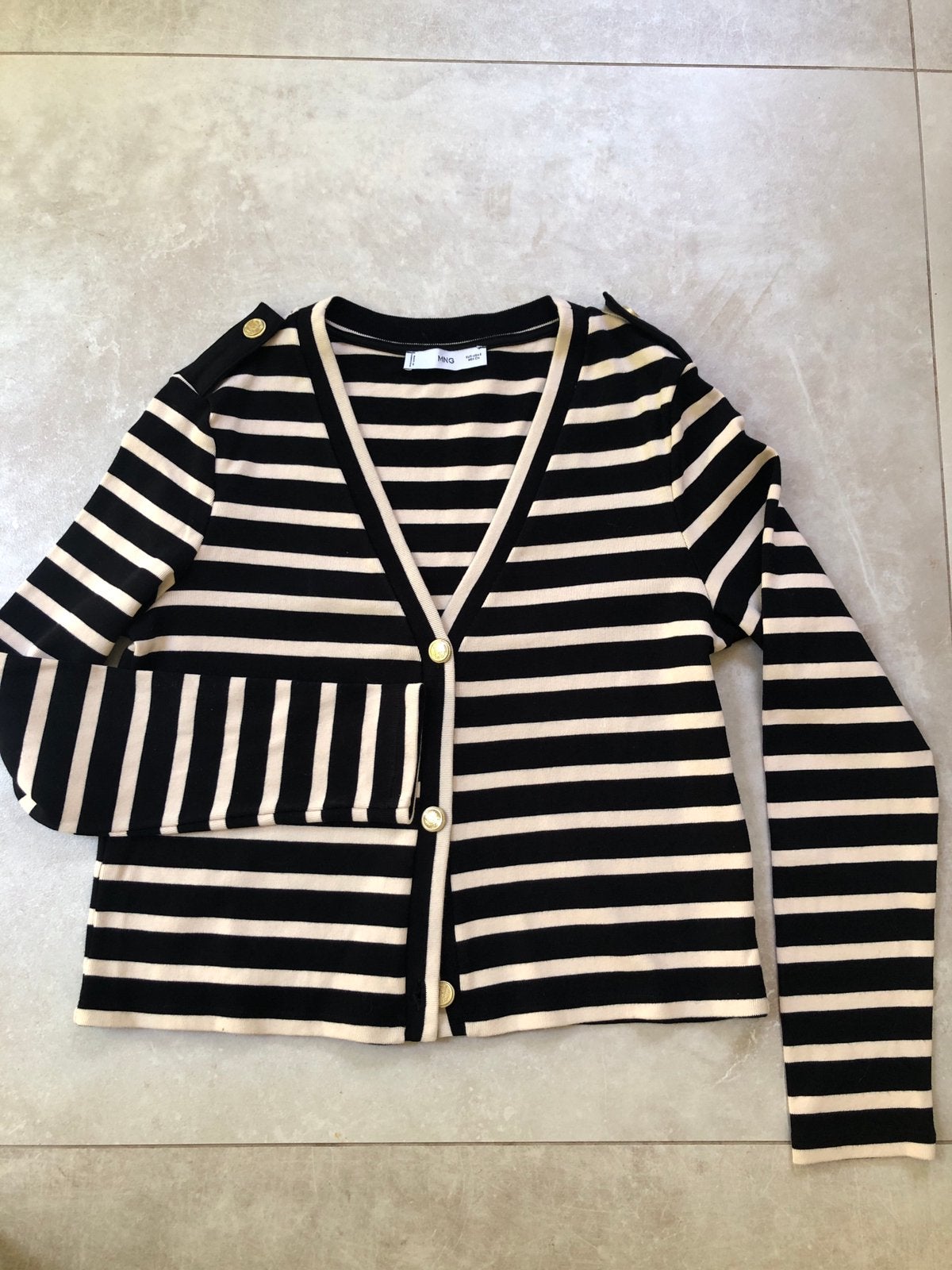 Vestjasje Bretonse streep zwart/crème S/38 Mango  NIEUW, Kleding | Dames, Ophalen of Verzenden, Nieuw