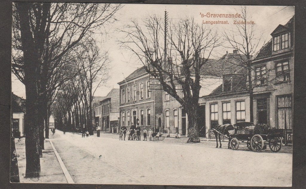 s,gravezande  dorpsgezicht  langestraat zuideinde, Verzamelen, Verzenden, 1920 tot 1940, Ongelopen, Zuid-Holland