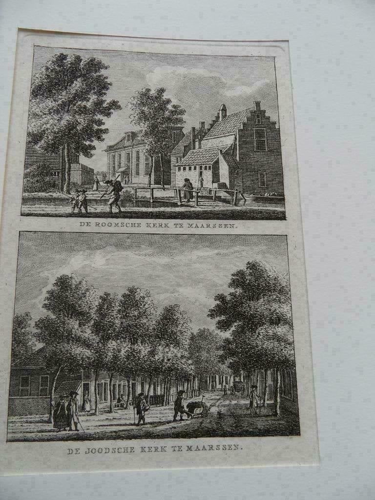 G 254 / Maarssen Joodsche en Roomsche kerk Kopergravure 1790, Ophalen of Verzenden