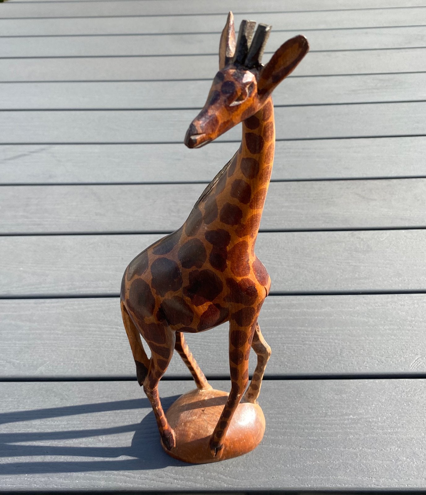 Handgesneden houten giraffenbeeldje, afkomstig Kenya 31,5 cm, Ophalen of Verzenden, 20 - 50 cm, Beeld, Hout