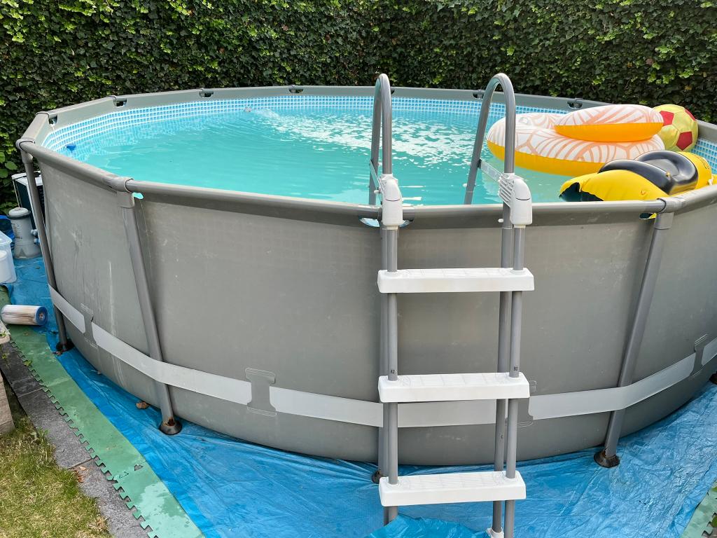 Intex opzetzwembad (50 euro) +warmtepomp en nieuwe filters!!, Ophalen, Gebruikt, 80 tot 120 cm, Rond