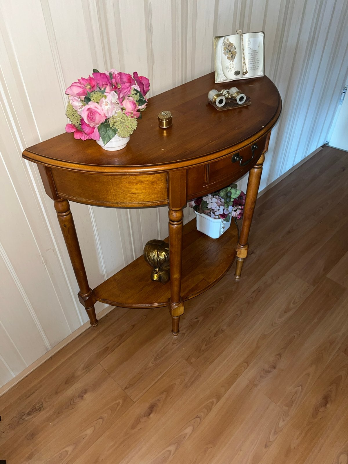Klassieke halfronde sidetable met lade, Antiek en Kunst, Ophalen