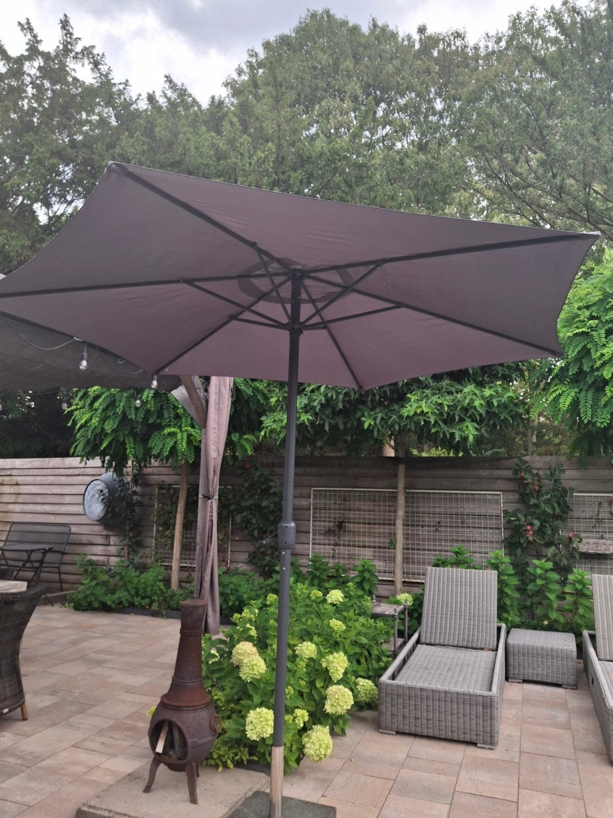 parasol - Grijs - ongeveer 2,90 doorsnede, Ophalen, 2 tot 3 meter, Stokparasol, Verstelbaar
