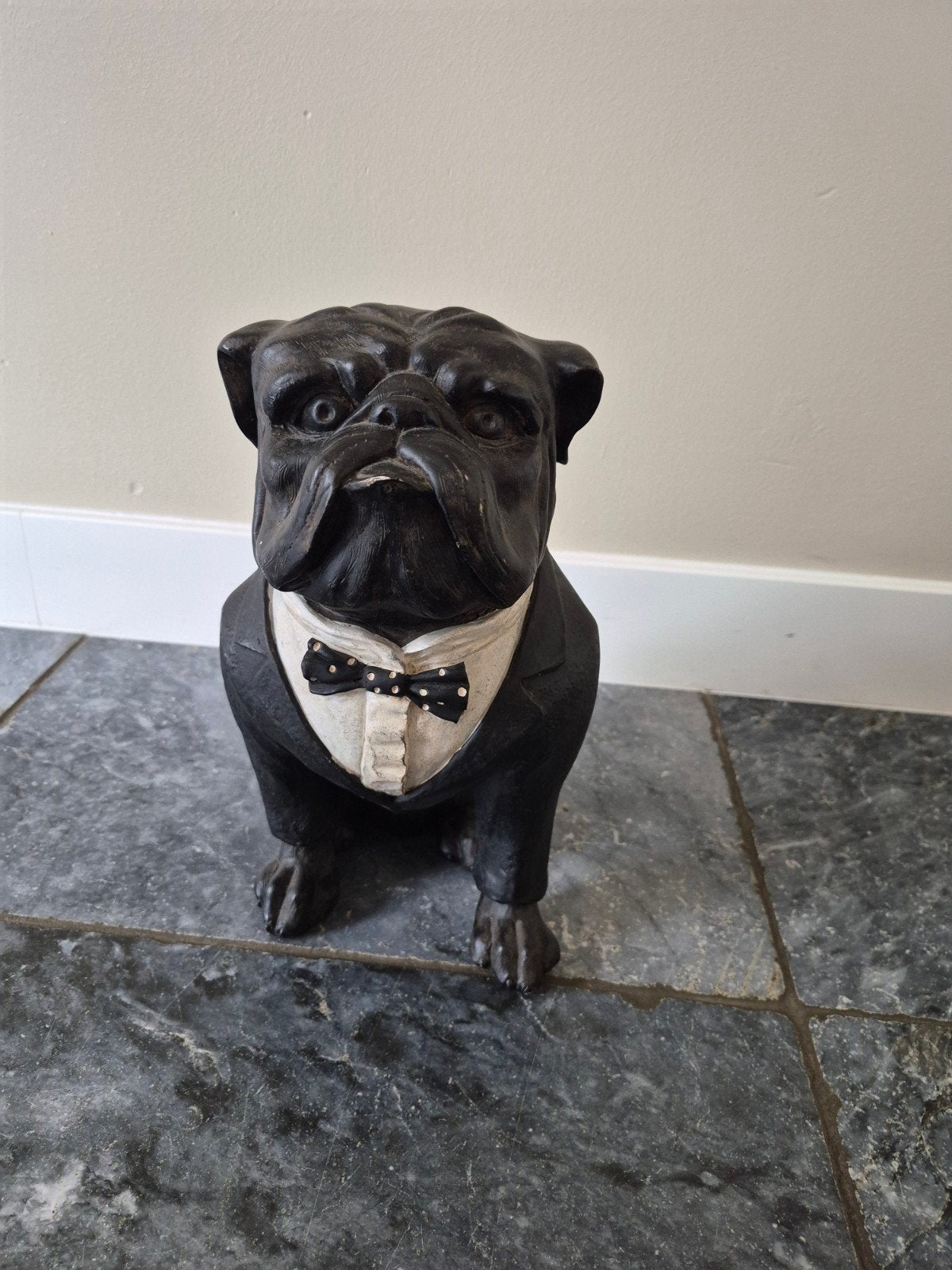Decoratieve Bulldog Beeld in Smoking - Vintage Stijl, Ophalen, Vintage, Overige materialen, Gebruikt