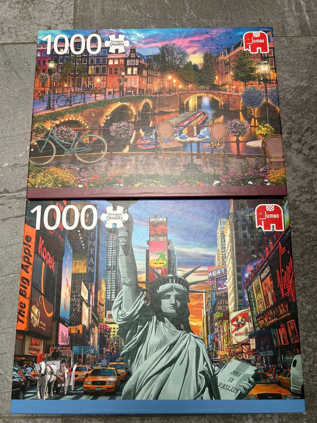 2 jumbo puzzels 1000 stukjes, Ophalen of Verzenden, 500 t/m 1500 stukjes, Zo goed als nieuw