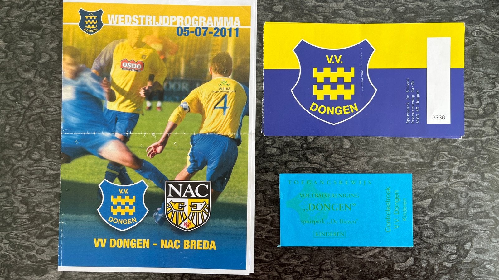 Prgramma + ticket VV Dongen -NAC Breda 05-07-2011, Verzenden, Zo goed als nieuw, NAC Breda, Boek of Tijdschrift