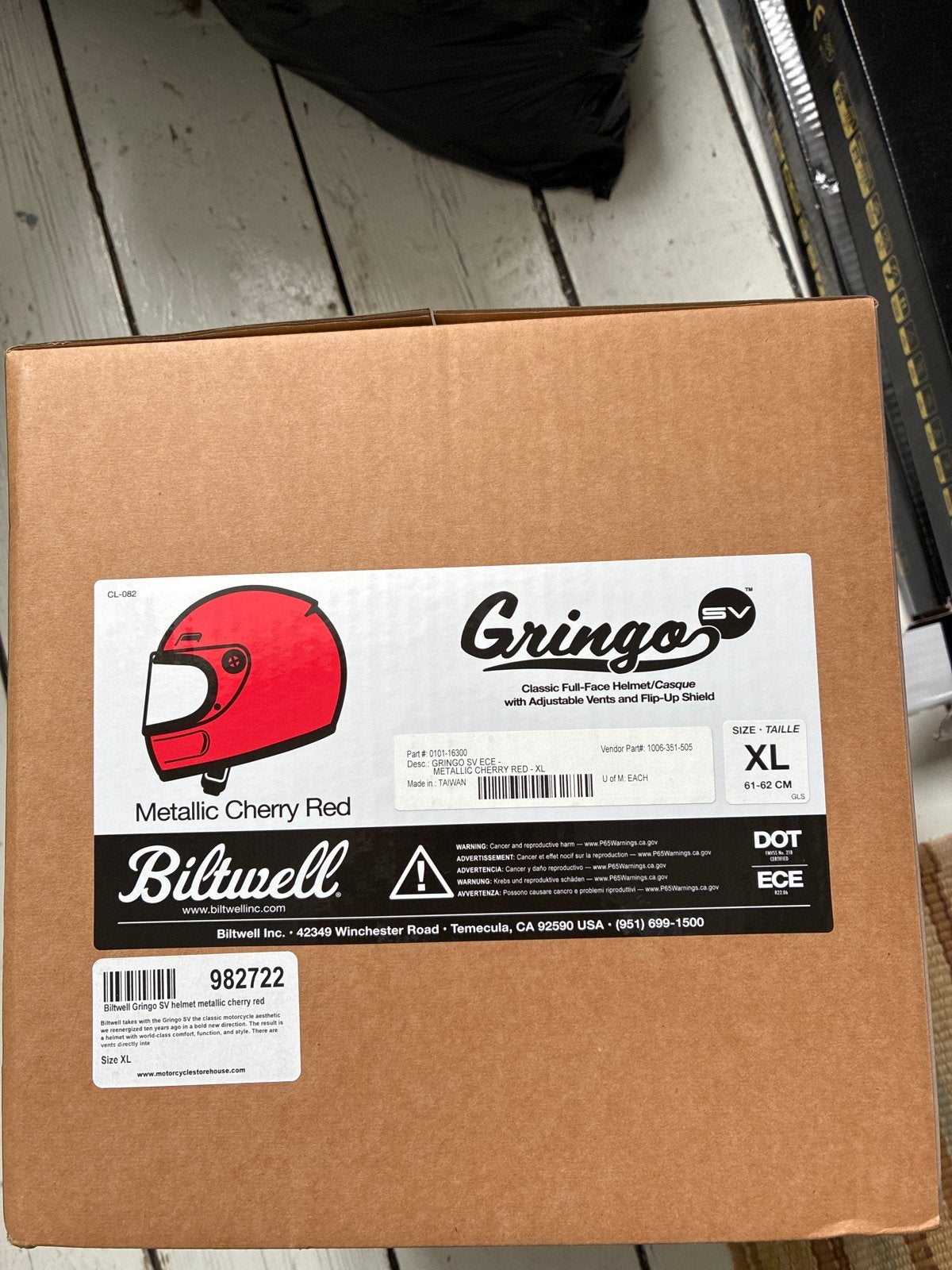 Biltwell Gringo SV ECE 22.06 - Metallic Cherry Red XL, XL, Ophalen of Verzenden, Integraalhelm, Nieuw met kaartje