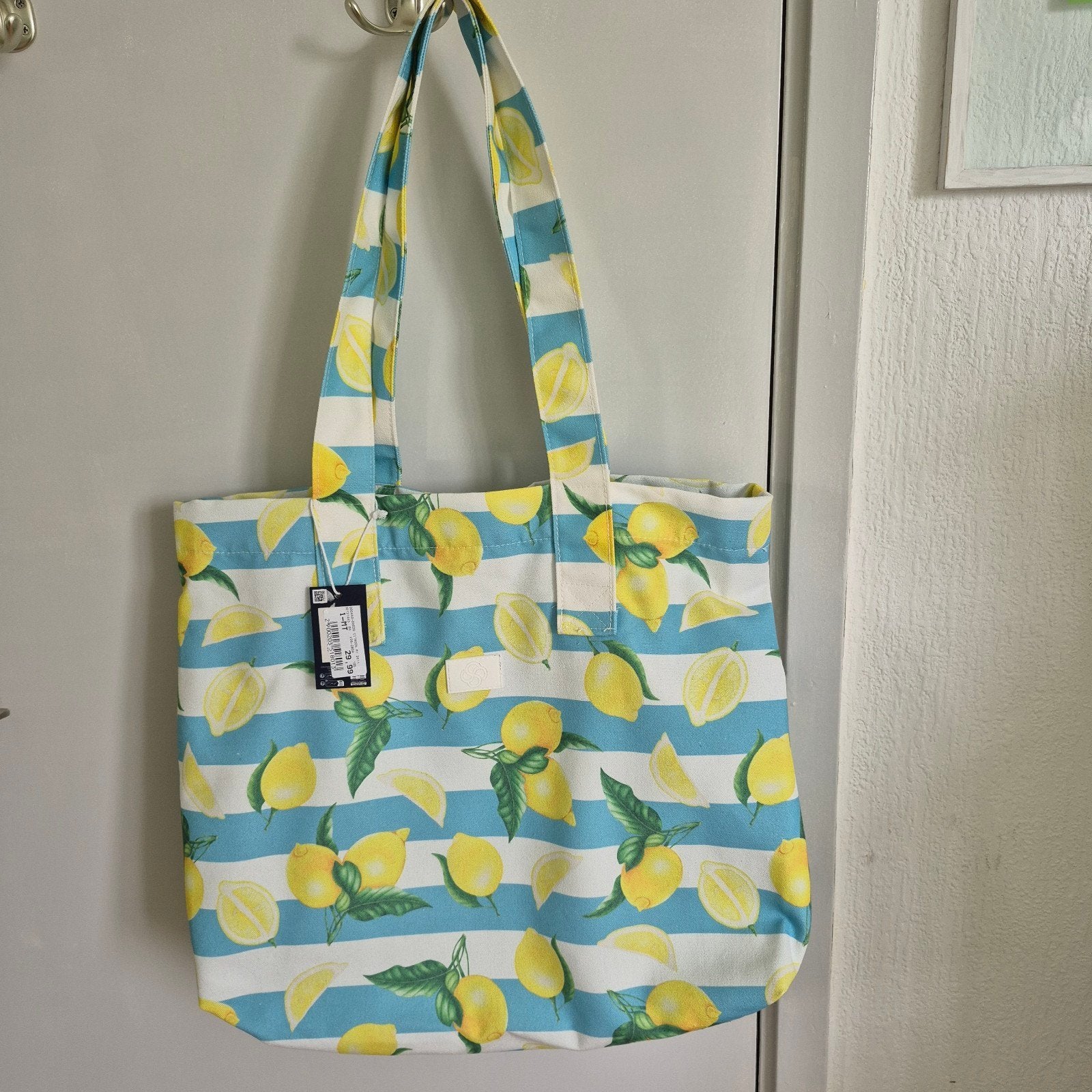 Nieuwe strandtas met citroenprint en strepen, Sieraden, Tassen en Uiterlijk, Tassen | Damestassen, Ophalen of Verzenden, Nieuw