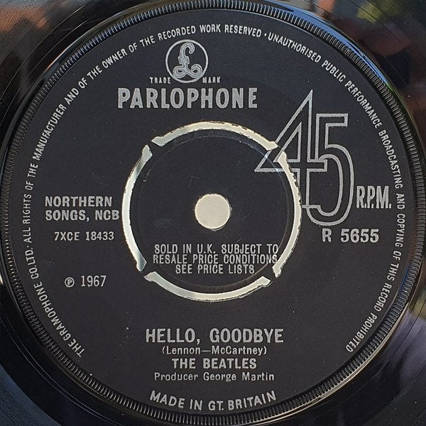 ENGELSE SINGLE The Beatles – Hello, Goodbye MCCARTNEY LENNON, Cd's en Dvd's, 7 inch, Ophalen of Verzenden, Zo goed als nieuw, Pop