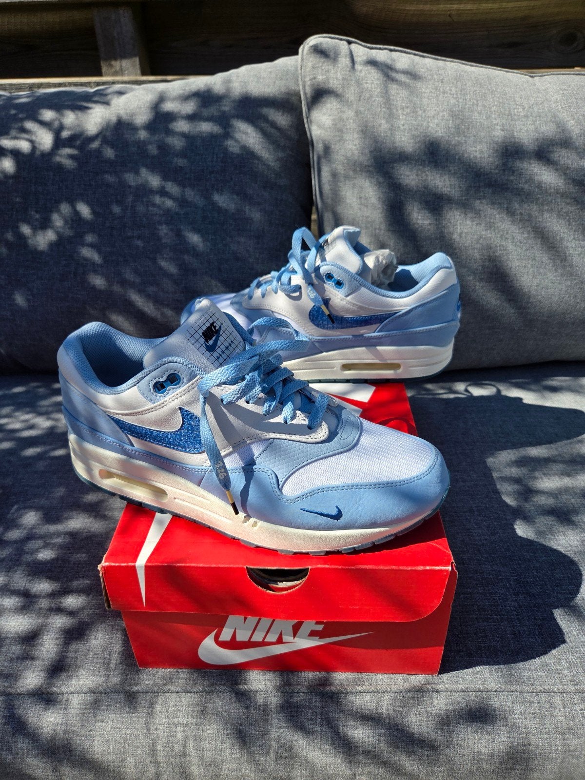 Nike Air Max 1 Blueprint izgst no box maat 44., Ophalen of Verzenden, Zo goed als nieuw, Overige kleuren