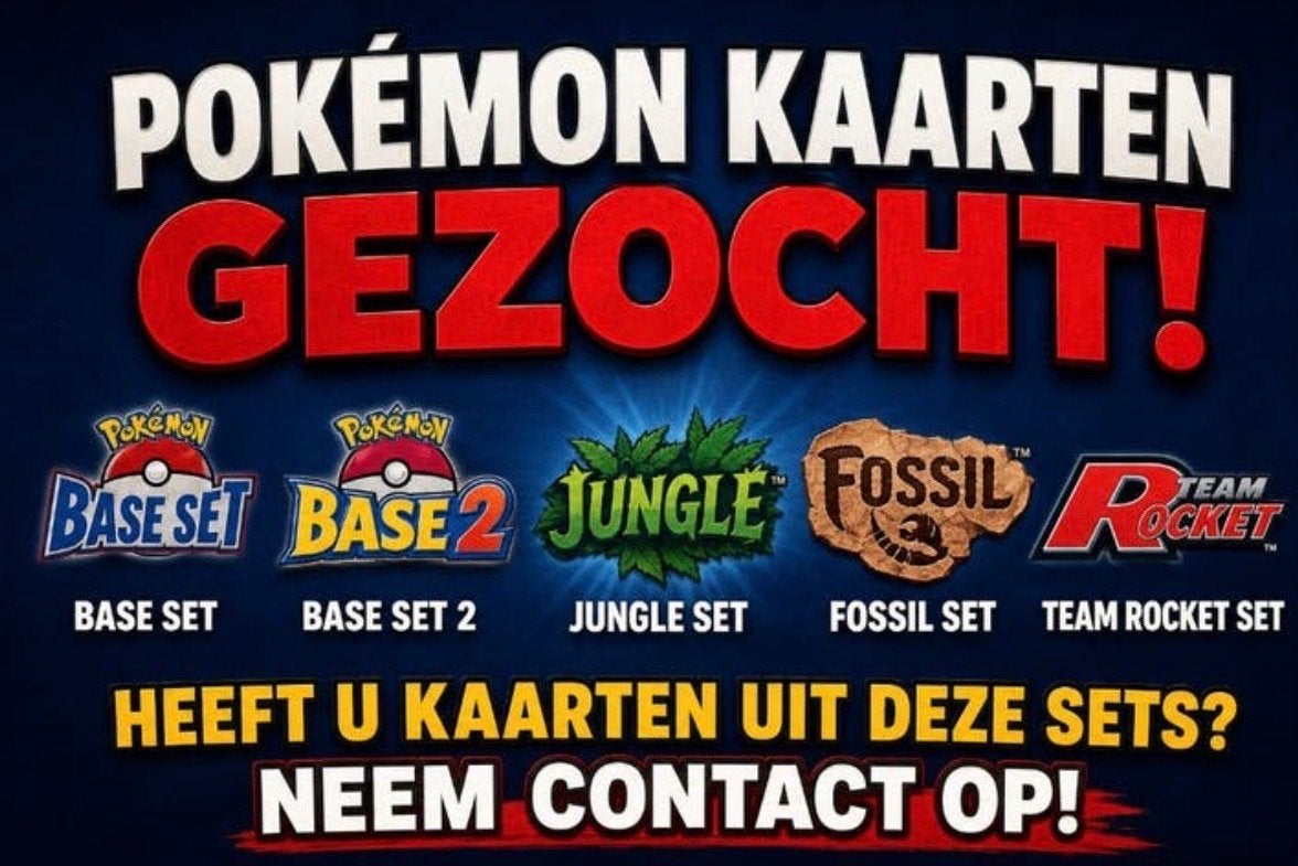 Pokémon Kaarten Gezocht! Base Set, Jungle, Fossil, Team Rock, Ophalen of Verzenden, Gebruikt, Losse kaart