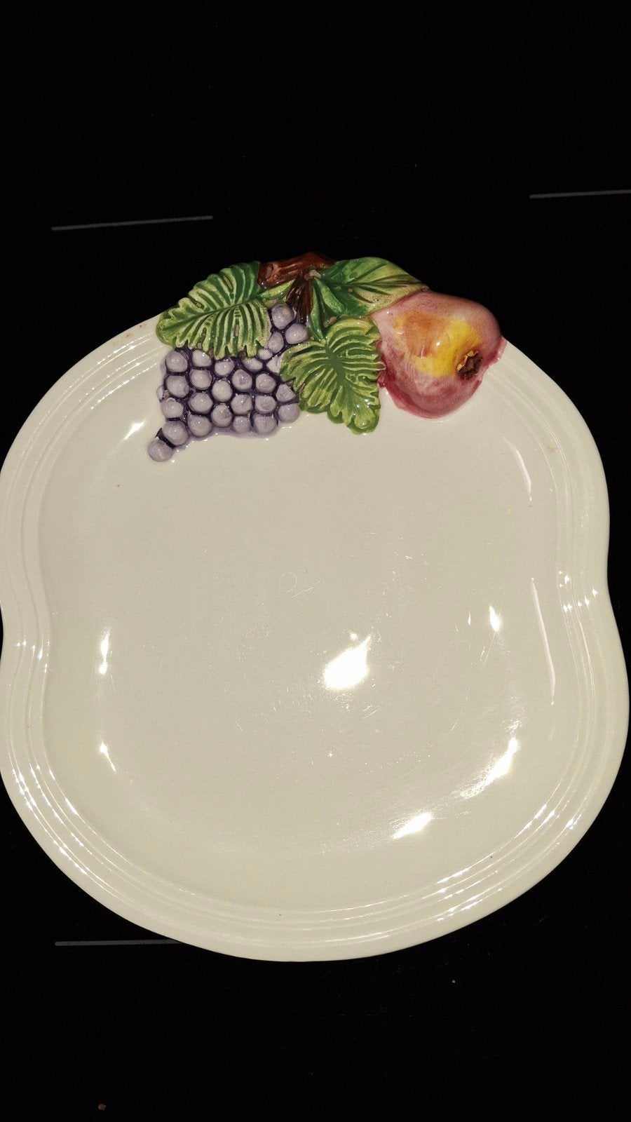 Klein fruitschaaltje met druiven en perzik decoratie, Ophalen of Verzenden