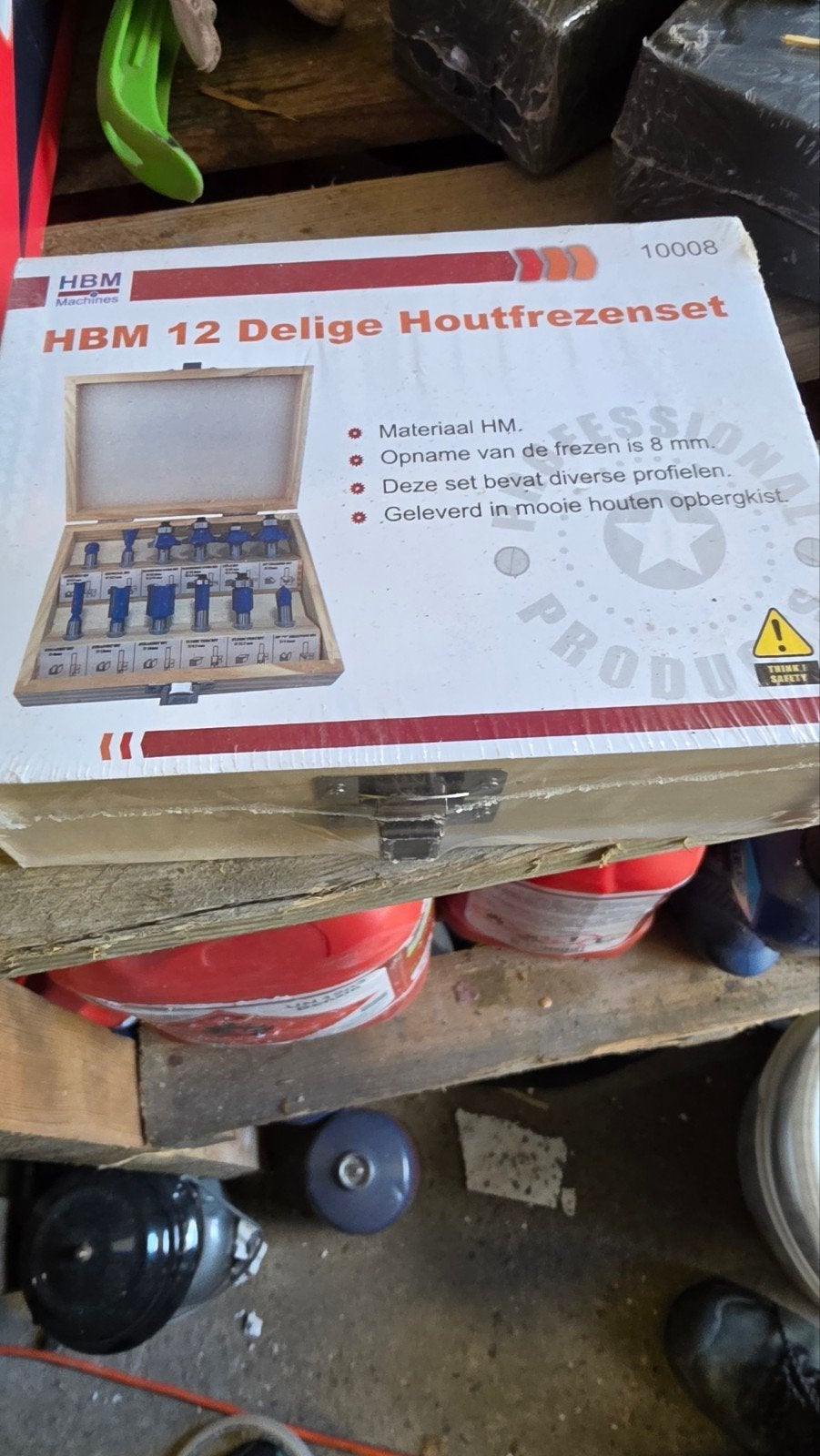 HBM 12-delige Houtfrezenset - Nieuw in houten kist, Ophalen, Nieuw, Bovenfrees, HBM