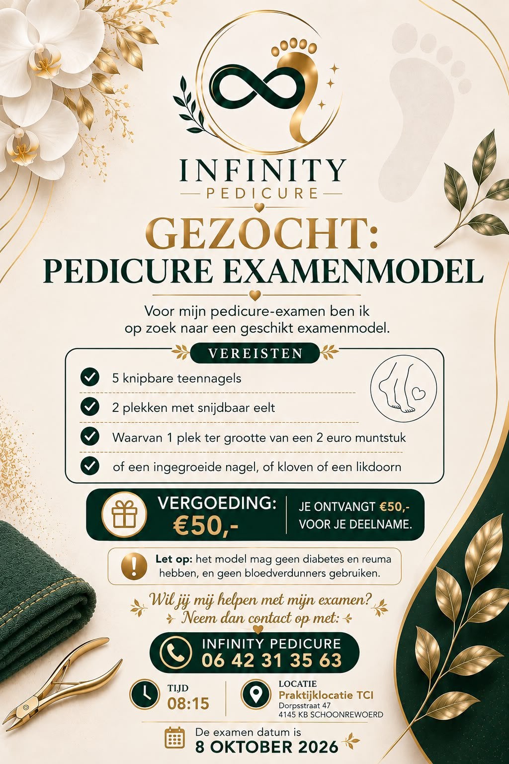 Model gezocht voor pedicure., Eén persoon