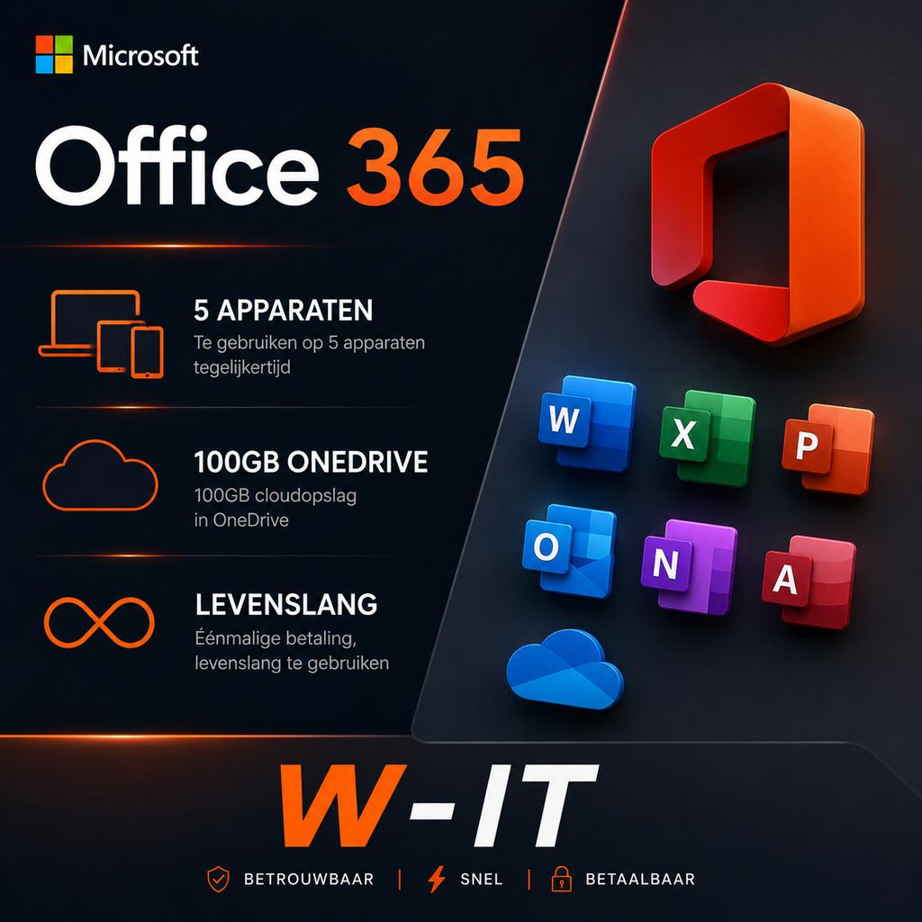 Microsoft office / 5 Apparaten / Levenslang / 100GB OneDrive, Computers en Software, Ophalen of Verzenden, Nieuw, Word, IOS