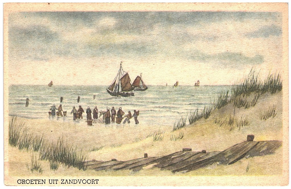 967668 Zandvoort aan Zee Circa 1950 Strand Niet gelopen, Verzamelen, Ansichtkaarten | Nederland, Ophalen of Verzenden, 1940 tot 1960