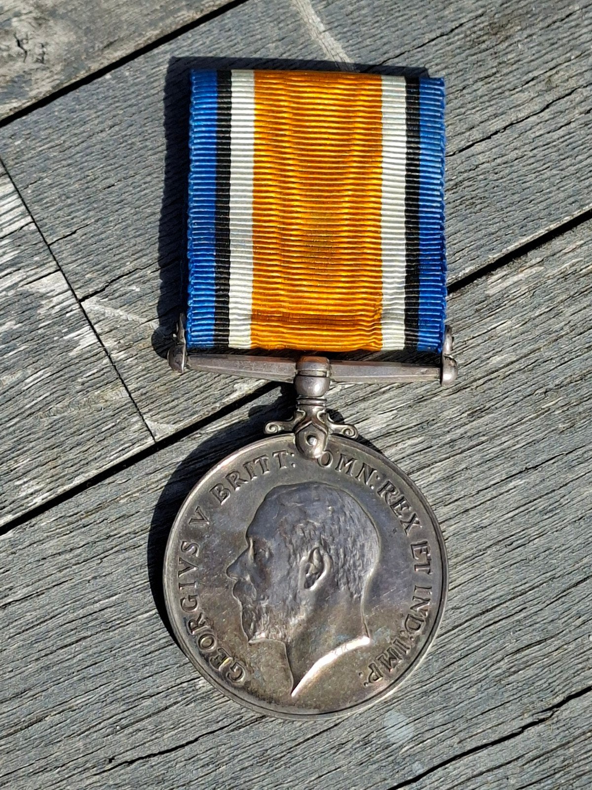 British War Medal WW1 medaille zilver East Lancashire Reg., Verzamelen, Ophalen of Verzenden, Landmacht, Engeland, Lintje, Medaille of Wings