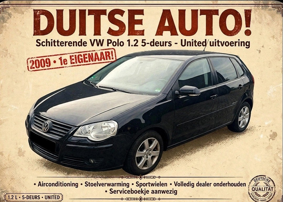 Schitterende VW Polo 1.2 "United" 5 deurs! 2009 GOED LEZEN‼️, Auto's, Voorwielaandrijving, Stof, 1199 cc, Lichtsensor