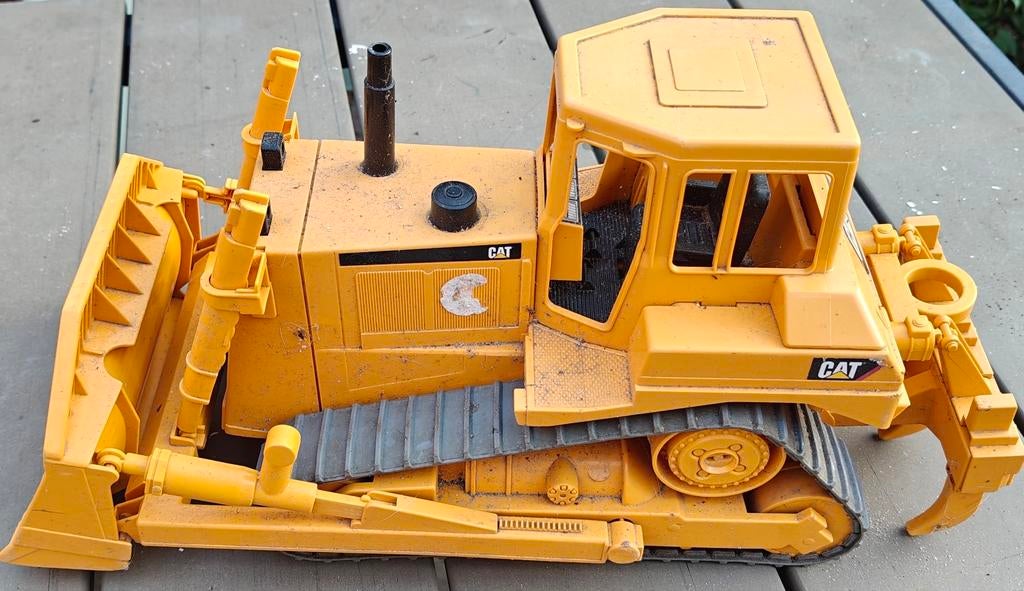 Grote Caterpillar bulldozer speelgoed, Ophalen of Verzenden, Gebruikt