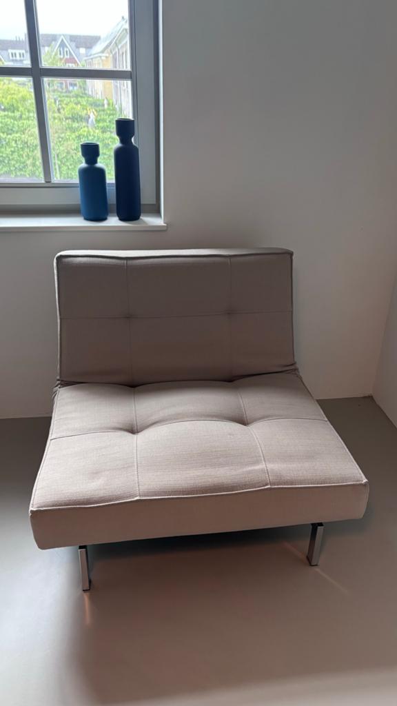 INNOVATION LIVING Splitback design fauteuil – zand/beige, Ophalen, Zo goed als nieuw, Stof, 75 tot 100 cm