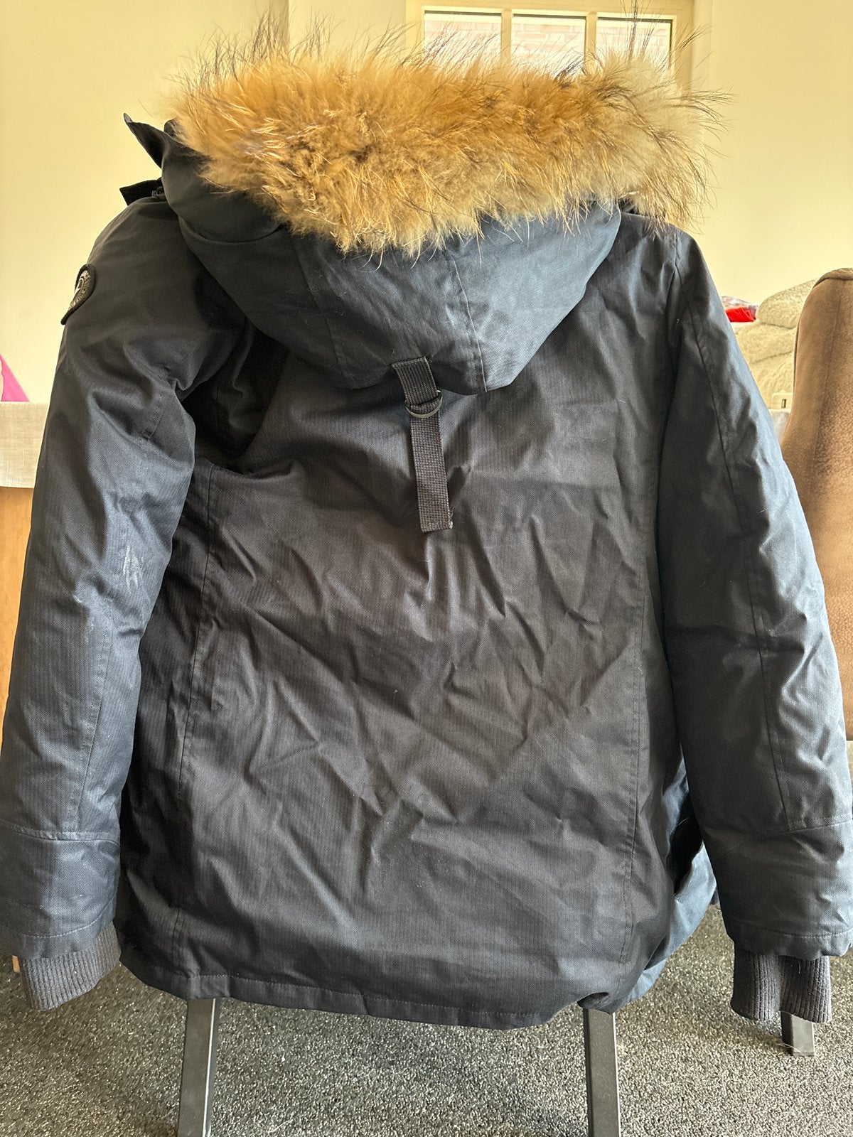Airforce winterjas heren met bontkraag - Maat M, Ophalen, Gedragen, Maat 48/50 (M), Zwart
