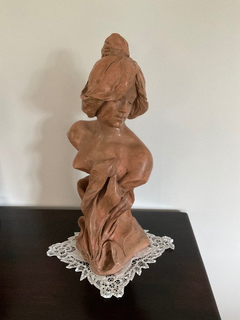 Art Nouveau  Buste van Vrouw, Ophalen, 50 - 100 cm, Handgemaakt, Steen of Keramiek
