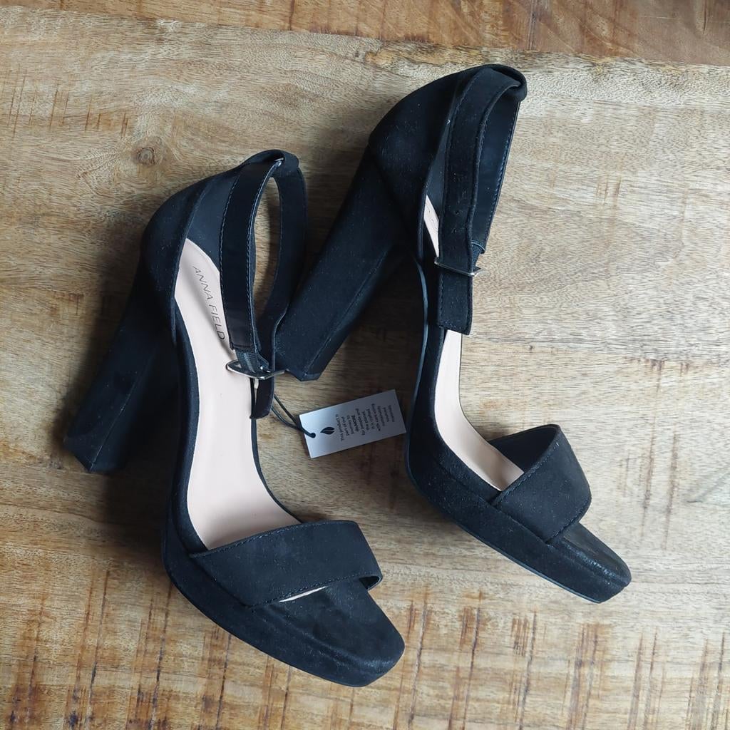 Zwarte zomerse Anna Field high heels met hak - Maat 41, Anna Field, Zwart, Nieuw, Ophalen of Verzenden