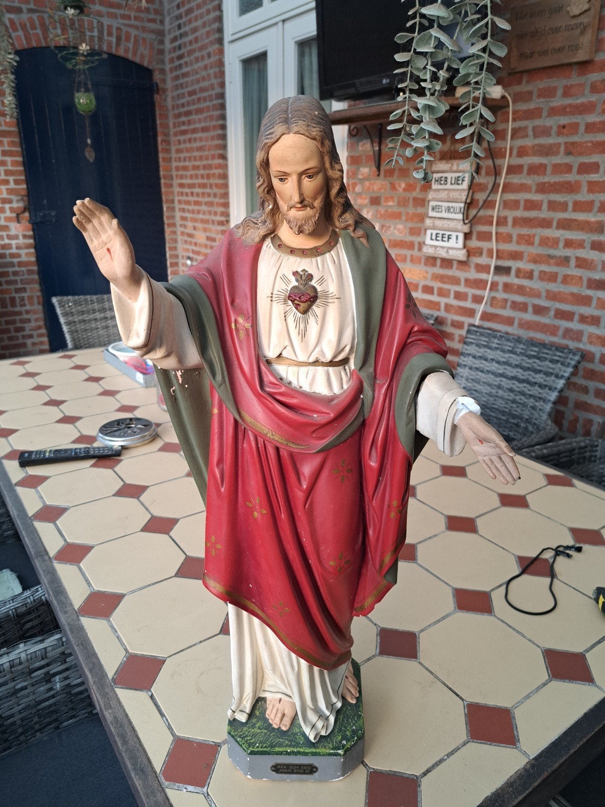 Te koop, heilig hart beeld Jezus Christus, 65 cm  € 100,--, Ophalen