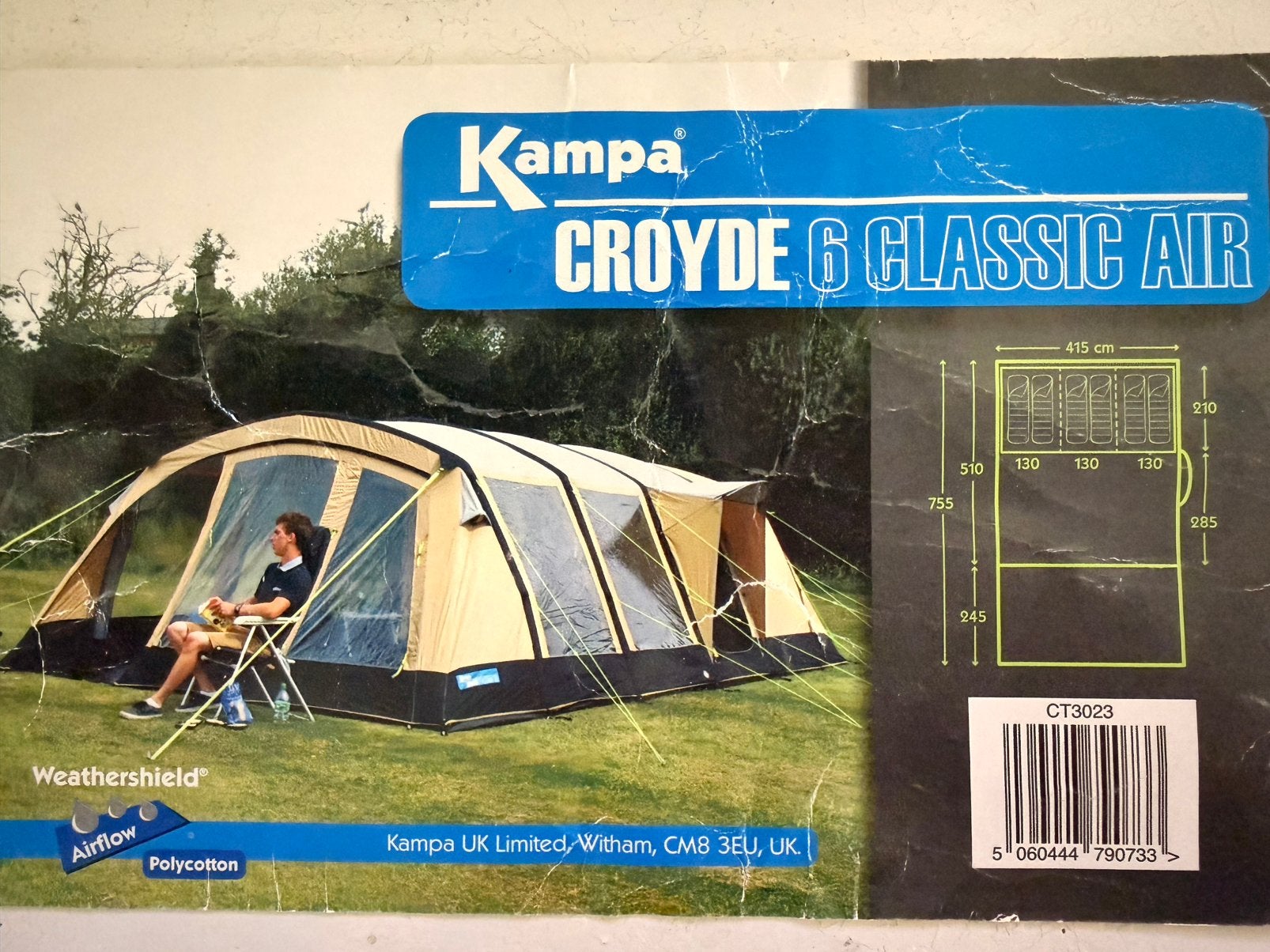 tent Kampa Croyde 6 classic air, Caravans en Kamperen, Tenten, Ophalen, Gebruikt, Tot en met 6