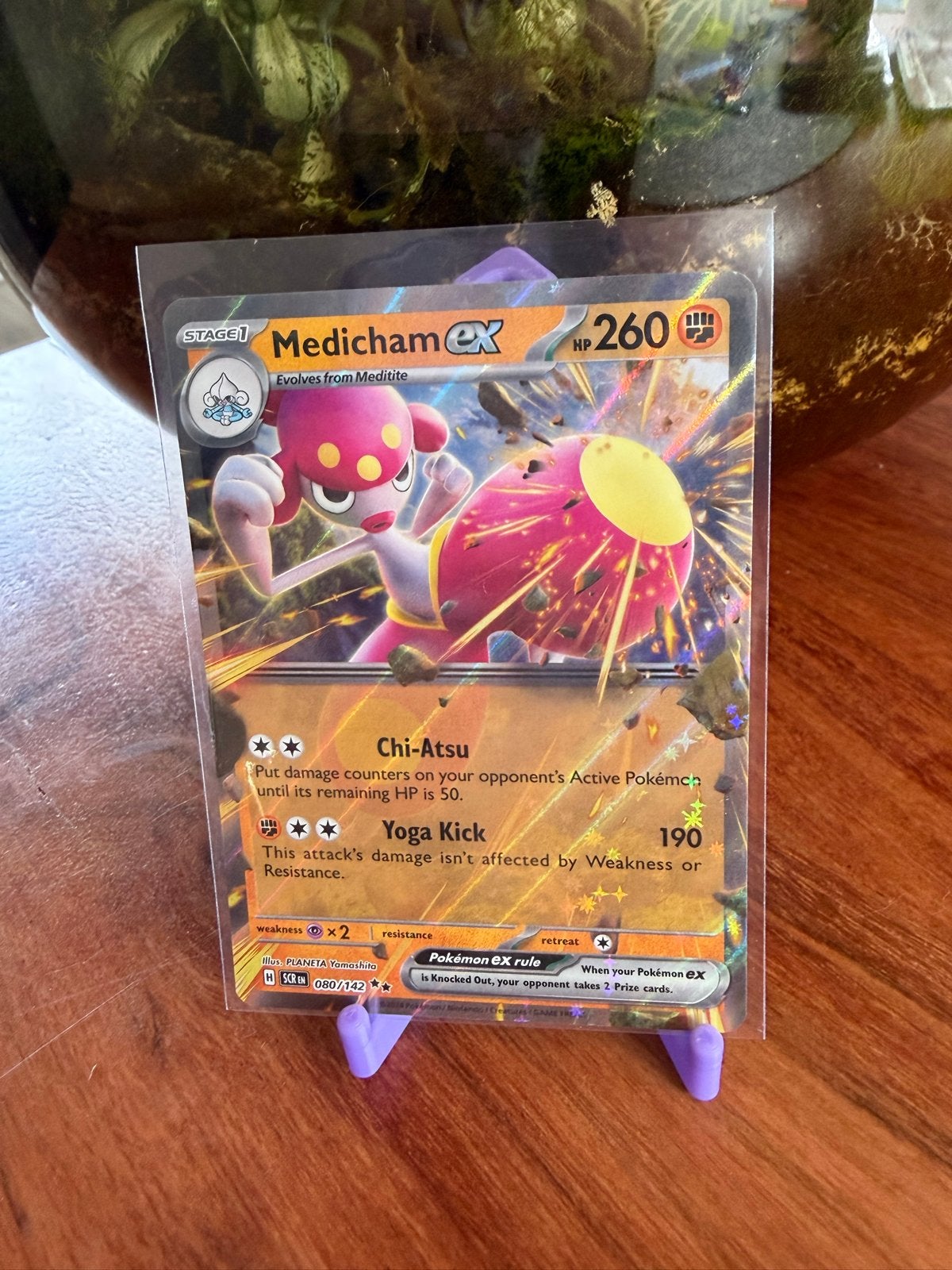Pokémon Medicham EX 080/142 - Stellar Crown, Ophalen of Verzenden, Zo goed als nieuw, Losse kaart, Foil