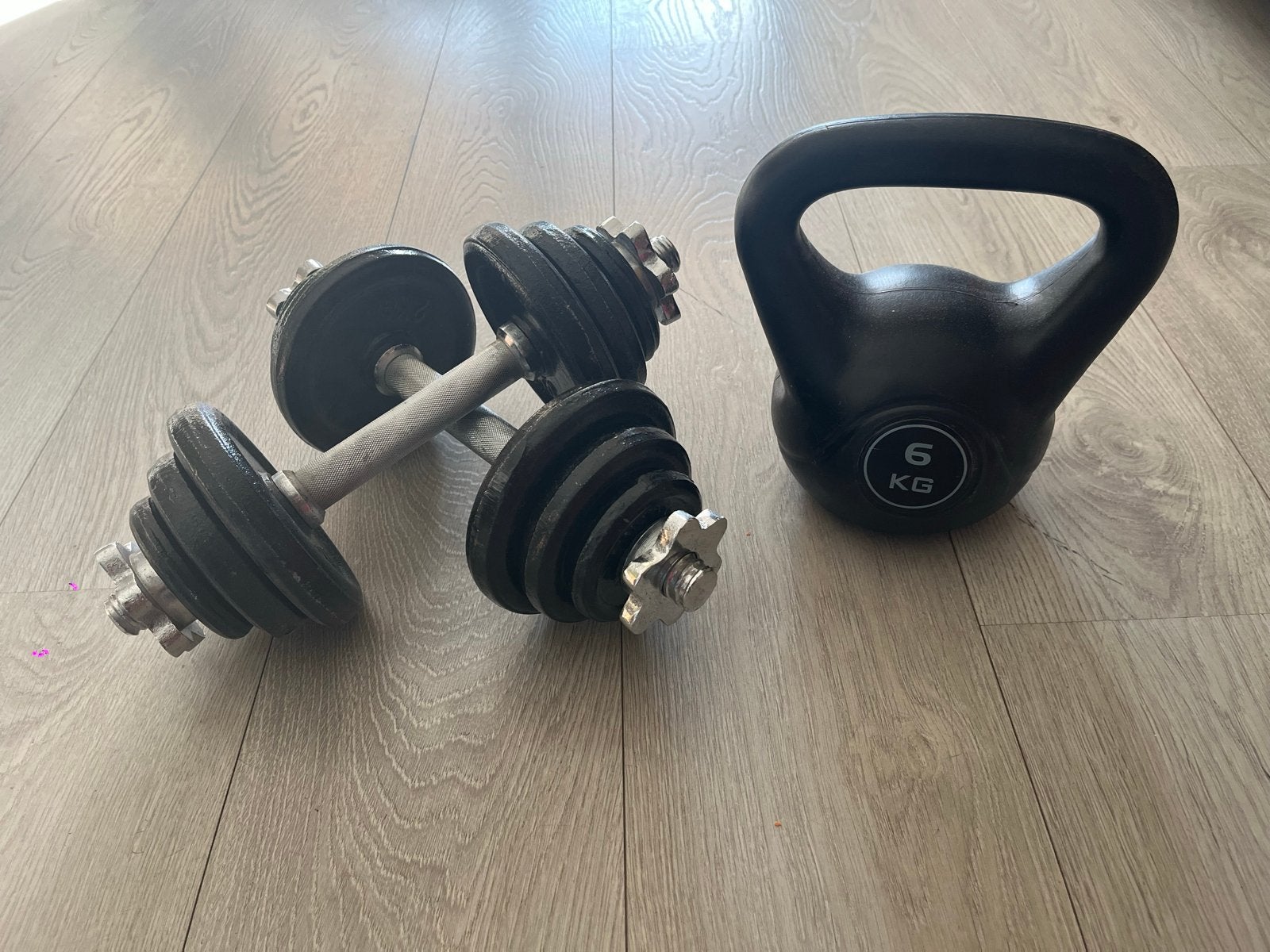 Dumbbells en Kettlebell (6 kg) - Fitness Set, Ophalen, Gebruikt, Armen, Dumbbell