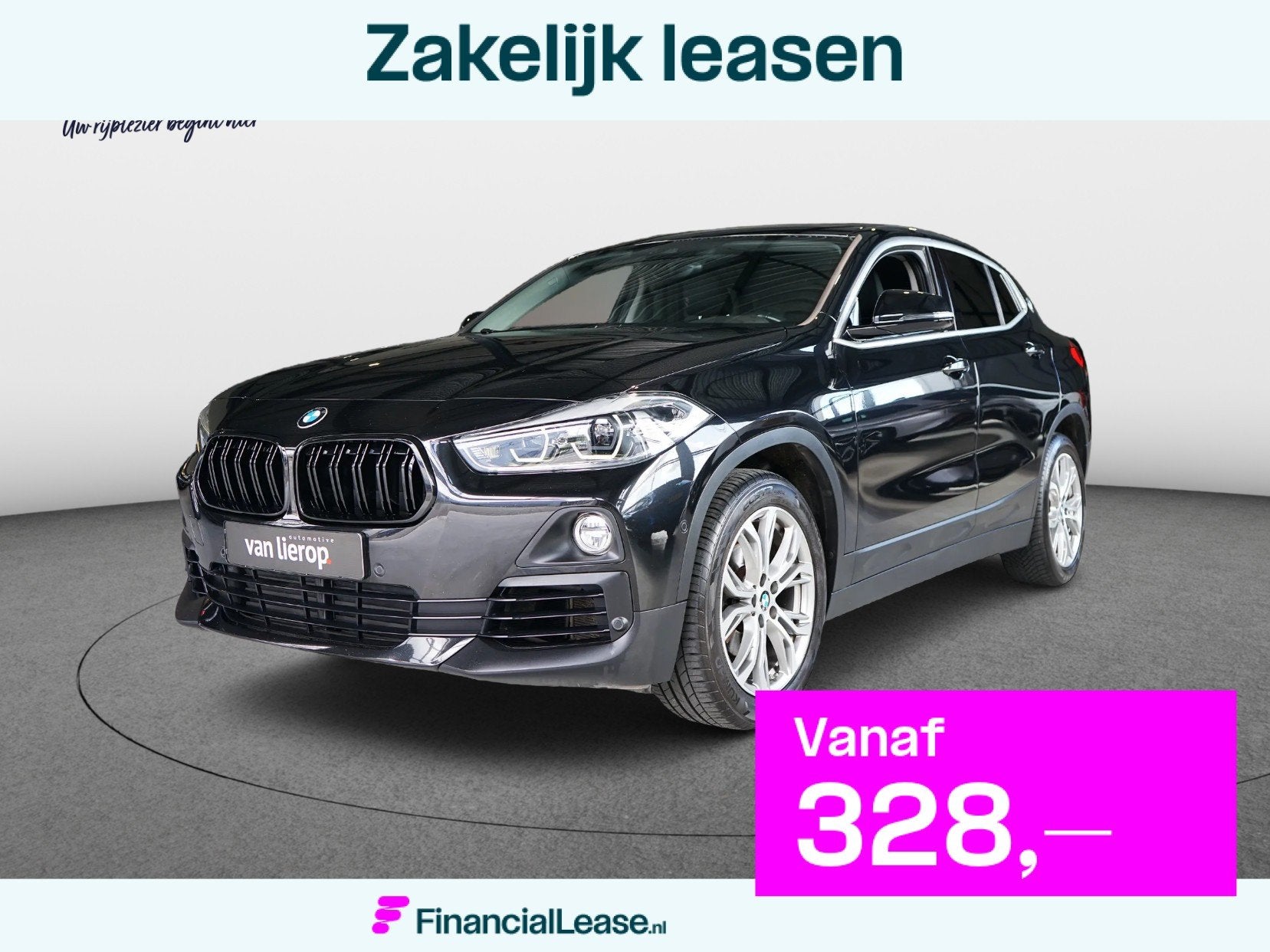 BMW X2 SDrive18i LEDER | AUTOMAAT | SFEERVERLICHTING, Gebruikt, Zwart, Leder, Bedrijf