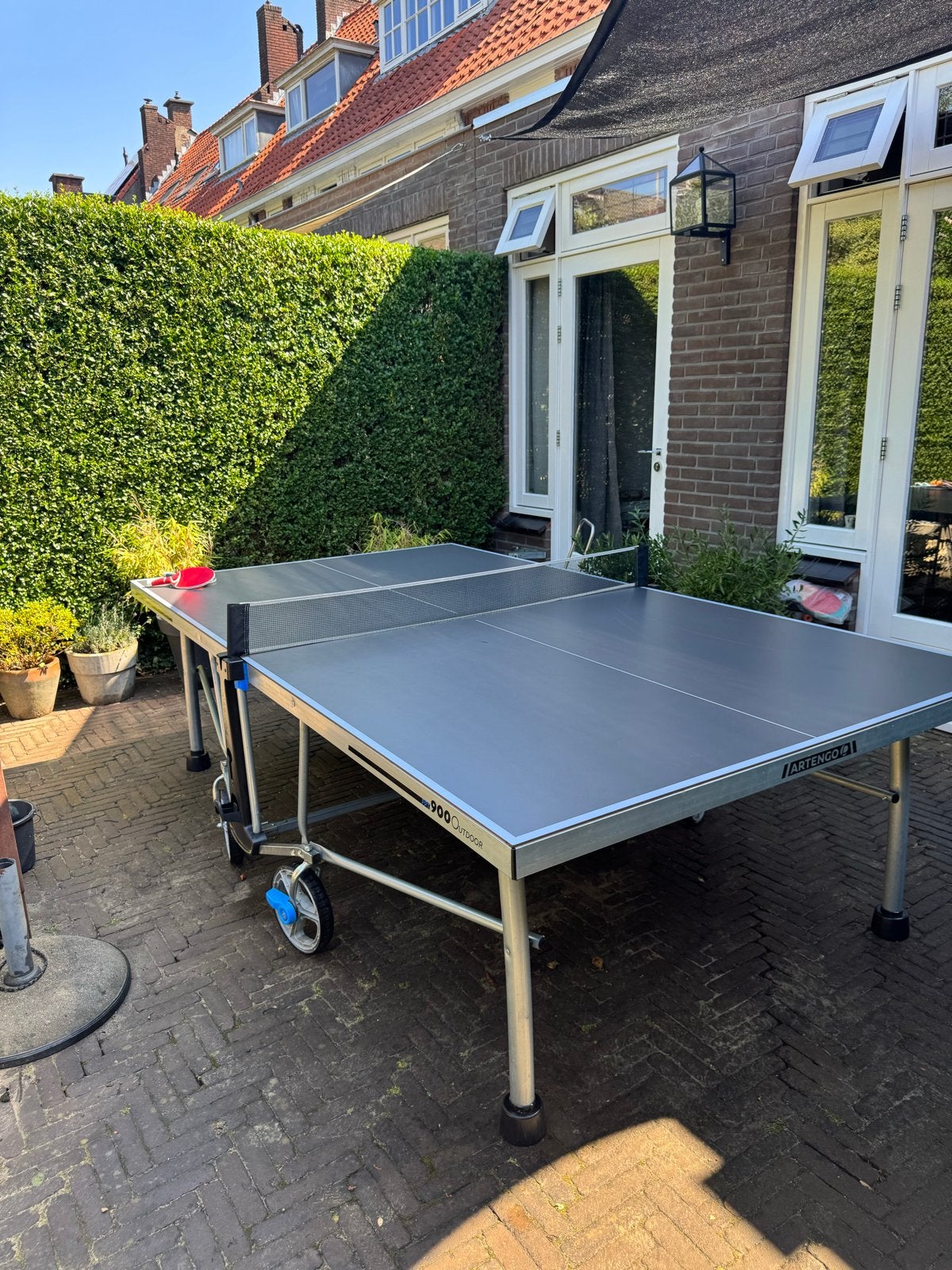 Decathlon Artengo PPT 900 Outdoor Tafeltennistafel, Ophalen, Zo goed als nieuw, Tafel Outdoor, Verrijdbaar