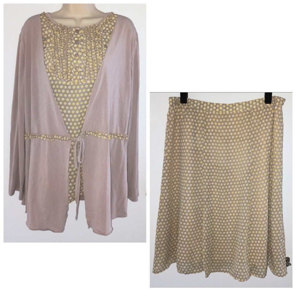 Setje (blouse met rok) maat 48, Ophalen of Verzenden, Zo goed als nieuw, Meerkleurig, Rok