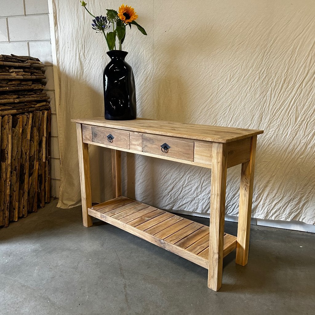 houten sidetable teak 120 x 40 cm - 2 lades - Gratis bezorgd, 100 tot 150 cm, Taag 63, 2491 CS, Den Haag (Forepark), Teakhout