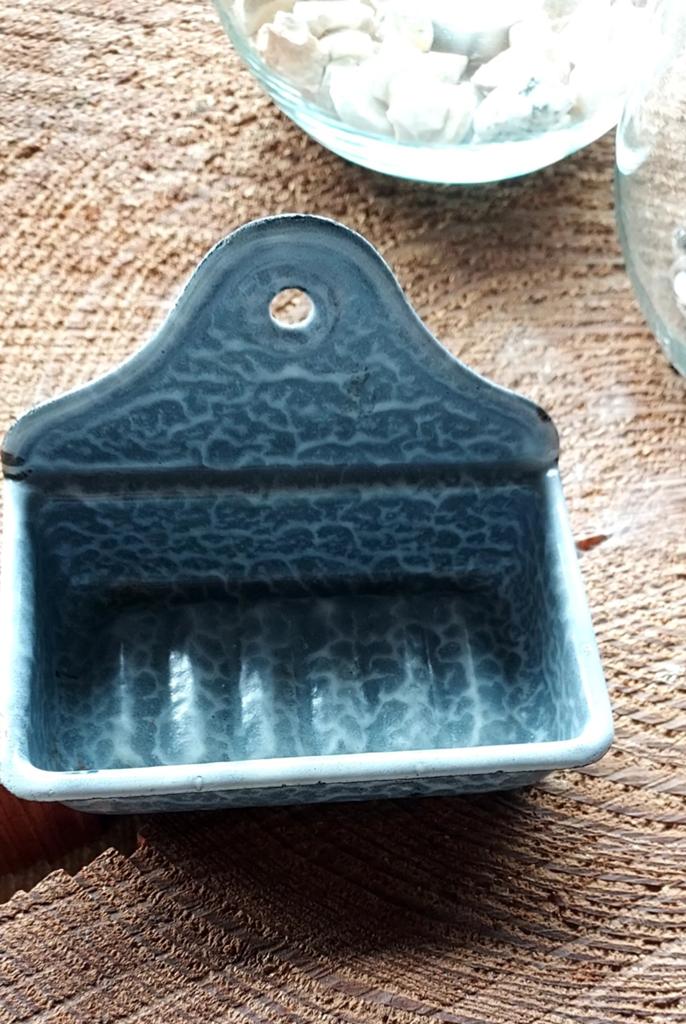 Emaille grijs gewolkte zeepbakje, Antiek en Kunst, Antiek | Emaille, Ophalen of Verzenden