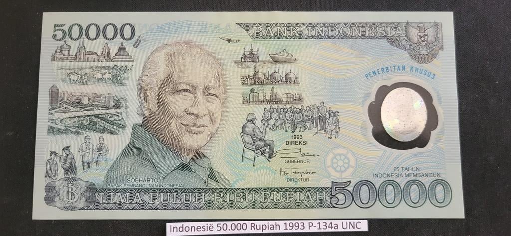 Indonesië 50.000 Rupiah 1993 P-134a UNC, Ophalen of Verzenden