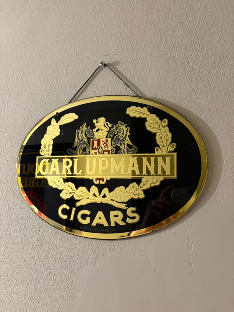 Glas reclamebord carl upmann cigars, Ophalen of Verzenden, Reclamebord
