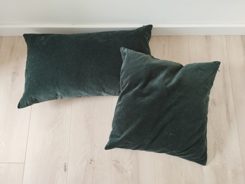 2 sierkussens, groen, incl. binnenkussen, IKEA SANELA, Ophalen, Wasbaar, Vierkant, Zo goed als nieuw