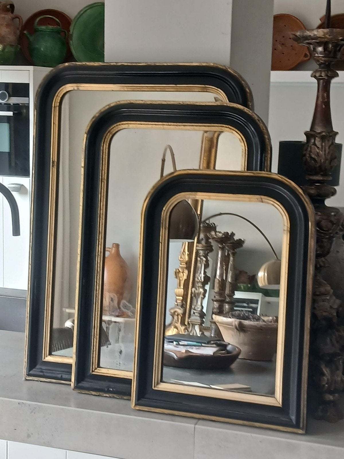 Charmante Antieke Franse Spiegels, Huis en Inrichting, Ophalen, Rechthoekig, Minder dan 100 cm