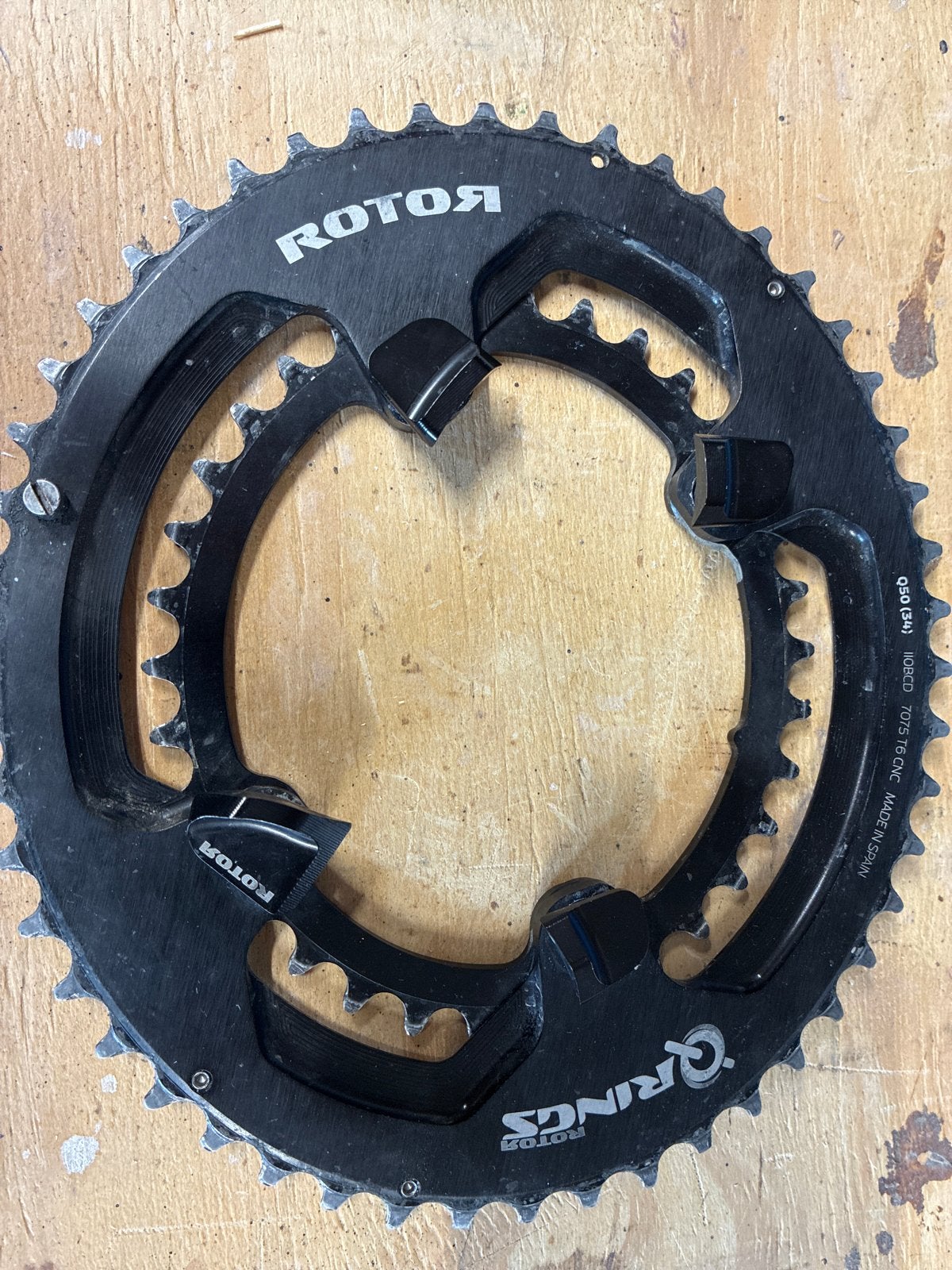 Rotor Q-Rings Q50 (34) 110BCD Ovaal Kettingblad, Fietsen en Brommers, Crankstel of Pedalen, Gebruikt, Ophalen of Verzenden, Aluminium