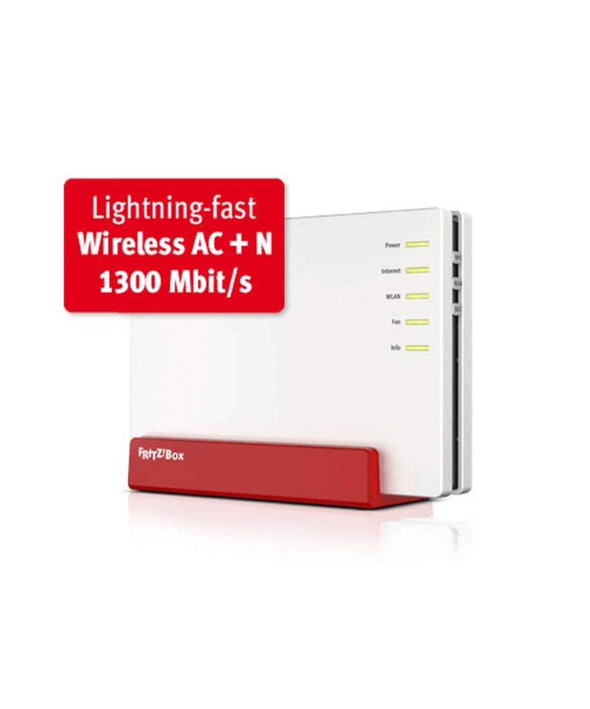 FritzBox 7581 - N speed tot 1300Mbit/sec, Computers en Software, Routers en Modems, Ophalen of Verzenden, Zo goed als nieuw, Router met modem