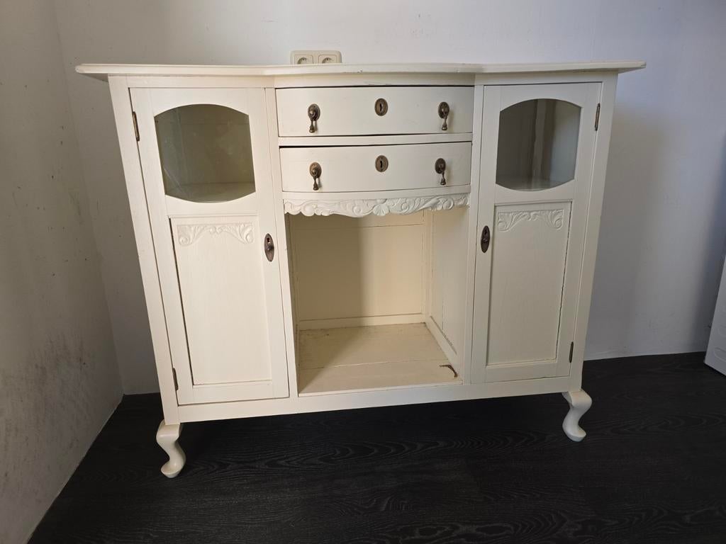 Landelijk brocante dressoir (gebroken wit), Ophalen, Gebruikt, 100 tot 150 cm, Brocante landelijk