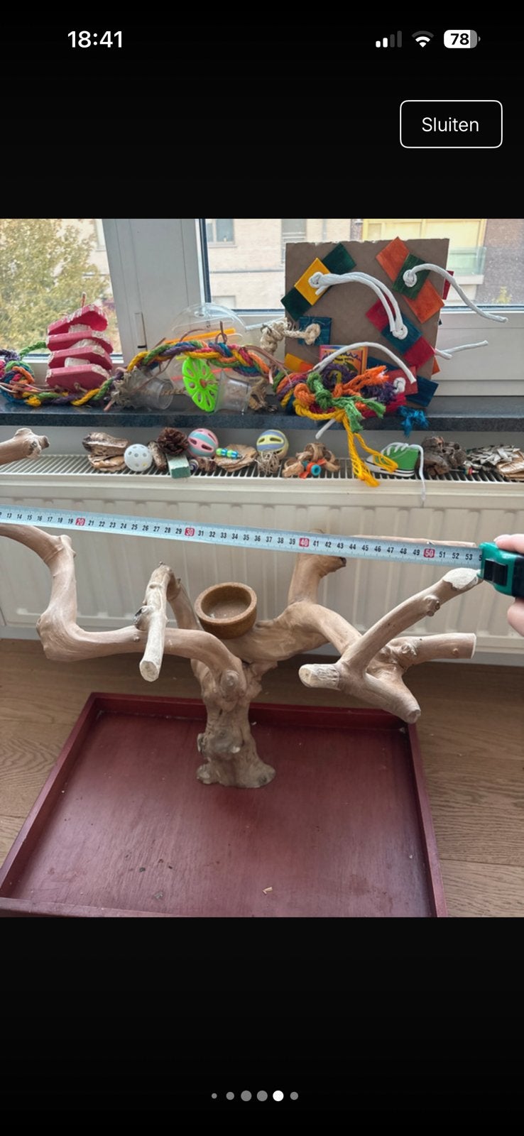 Tabletop javaboom met extra, Ophalen, Zo goed als nieuw, Kooi-accessoires