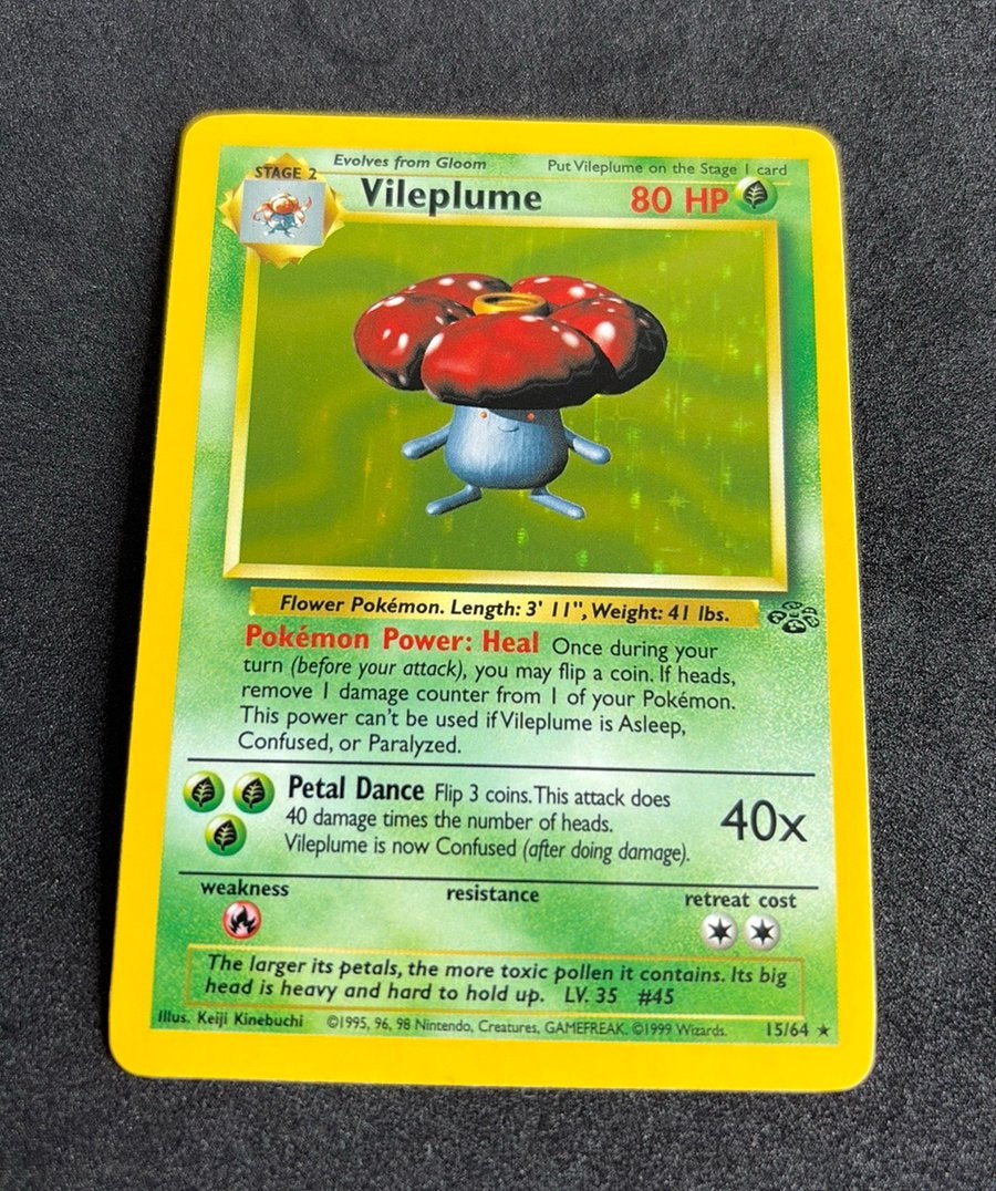Vileplume Jungle Unlimited Holo Pokemon, Ophalen of Verzenden, Zo goed als nieuw, Losse kaart, Foil