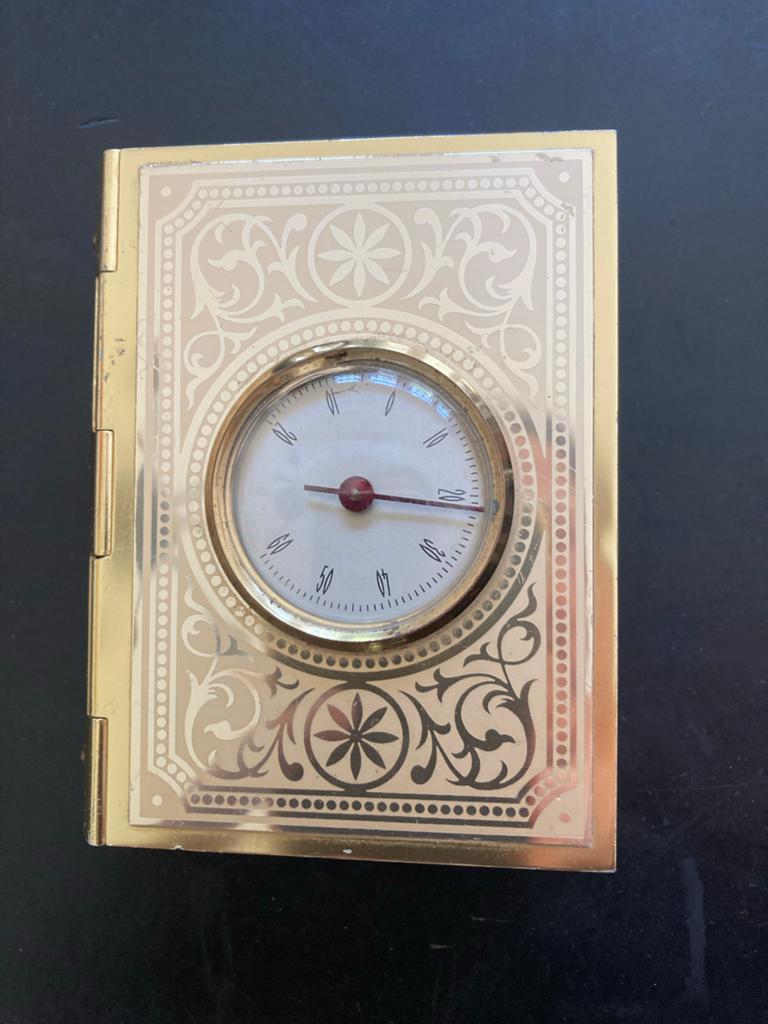 Vintage messing doosje met thermometer, Antiek en Kunst, Curiosa en Brocante, Ophalen of Verzenden