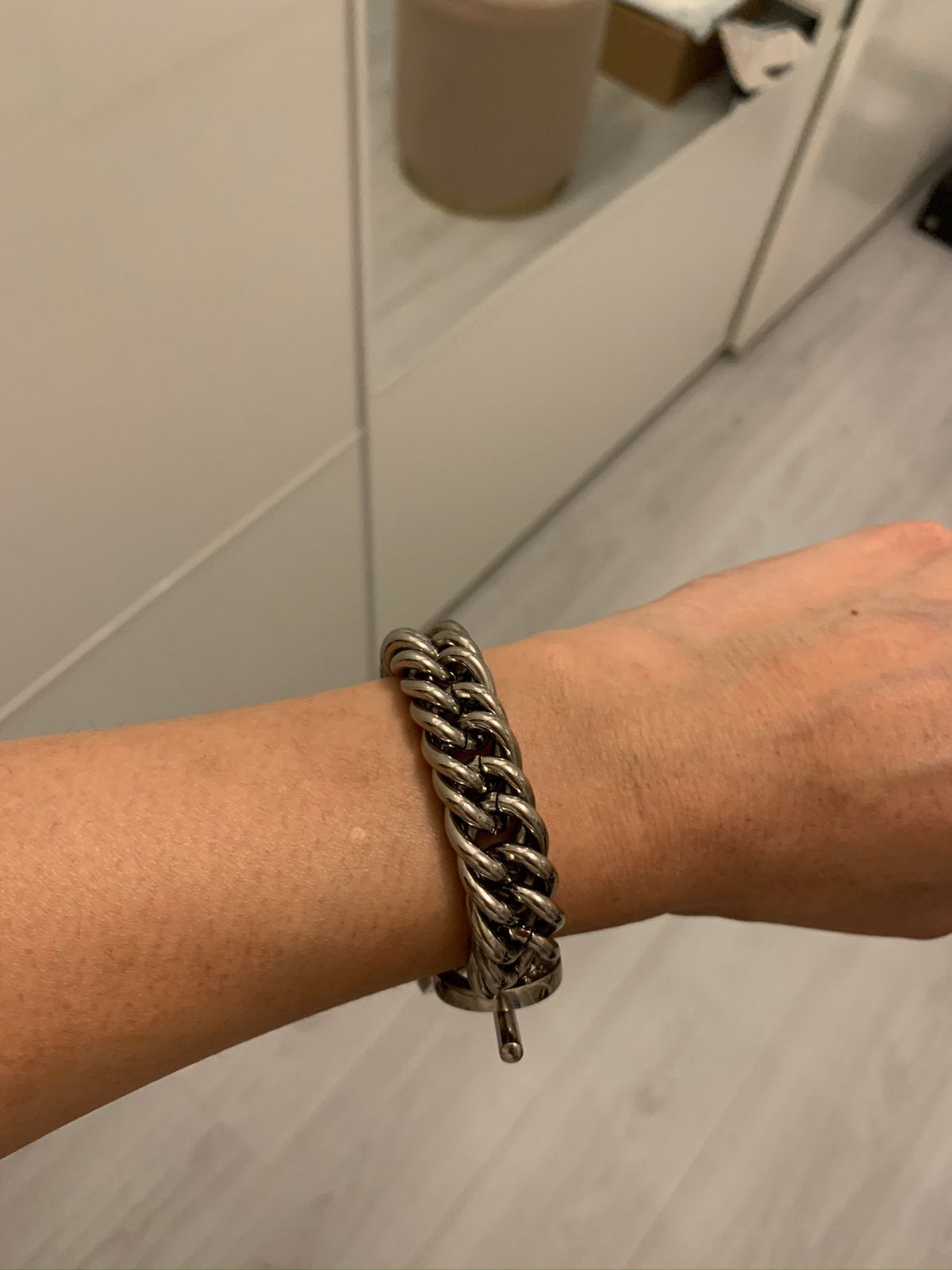 TOV schakel armband, Ophalen of Verzenden, Zo goed als nieuw, Zilver, Staal