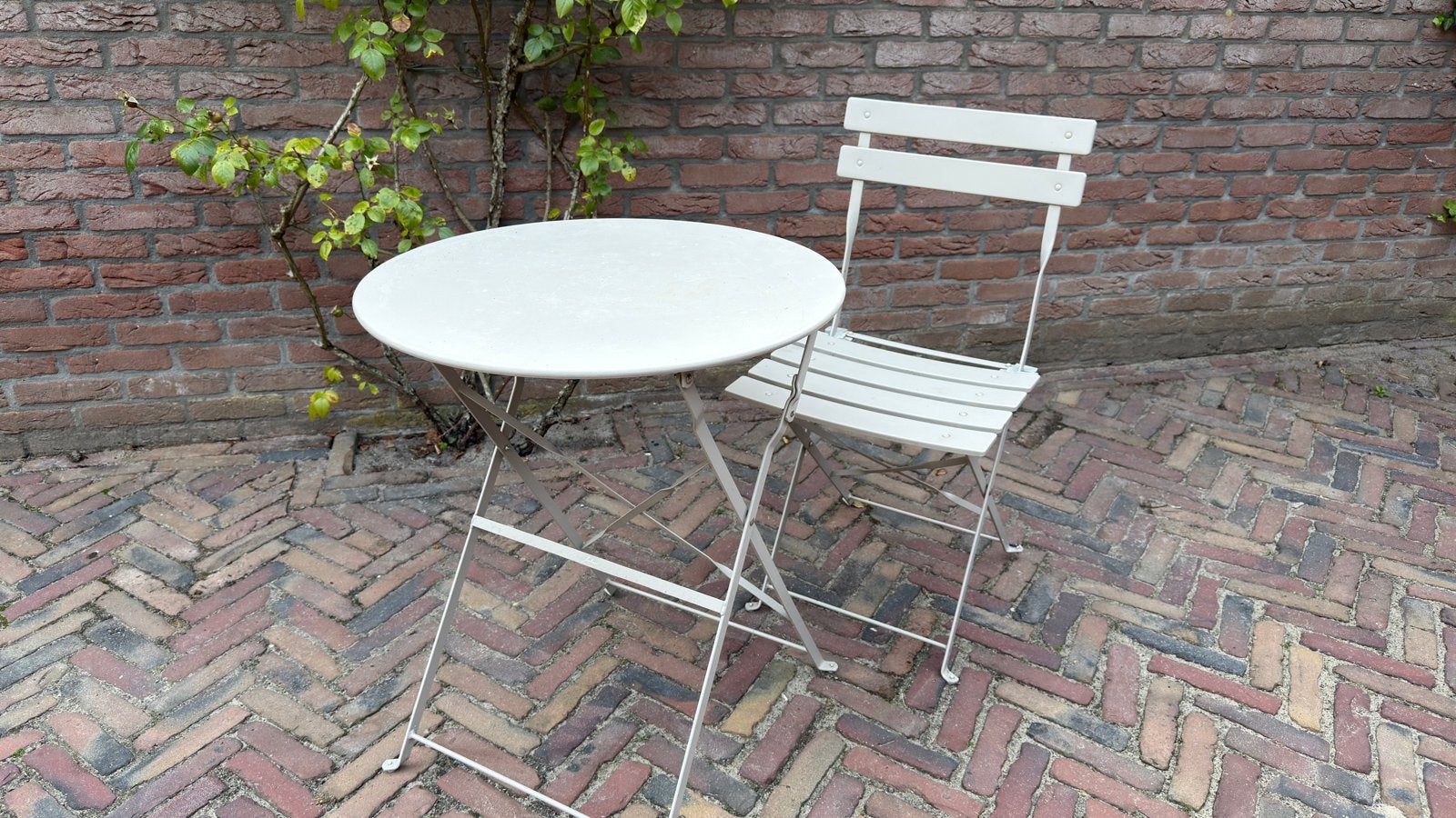 Bistro set met 1 stoel, Tuin en Terras, Tuinsets en Loungesets, 2 zitplaatsen, Overige materialen, Gebruikt, Eettafel