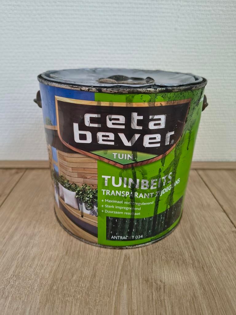 Cetabever tuinbeits antraciet 034. Transparant zijdeglans., Gebruikt, Onb, Ophalen of Verzenden, Onb